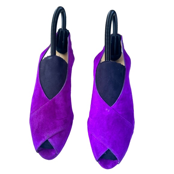 Nina Original Peep Toe Slingback Purple Velvet Suede Pump Shoes Size 6.5M - Picture 2 of 8